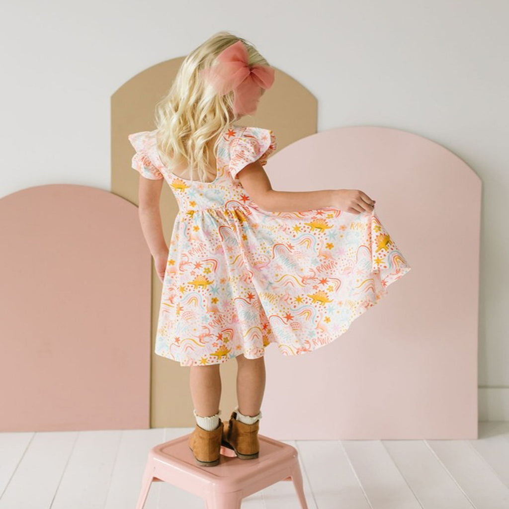 Olivia Twirl Dress in Dreamy Dino