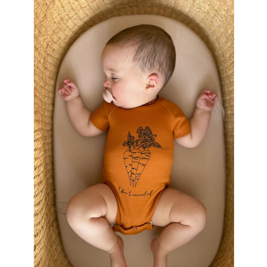 Organic Raglan Bodysuit In Butternut Carrots-BODYSUITS-L'ovedbaby-Joannas Cuties
