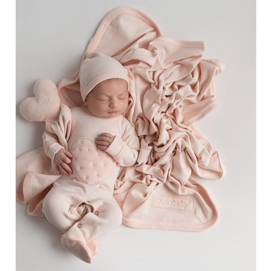 Organic Velveteen Blanket In Blush-SWADDLES & BLANKETS-L'ovedbaby-Joannas Cuties
