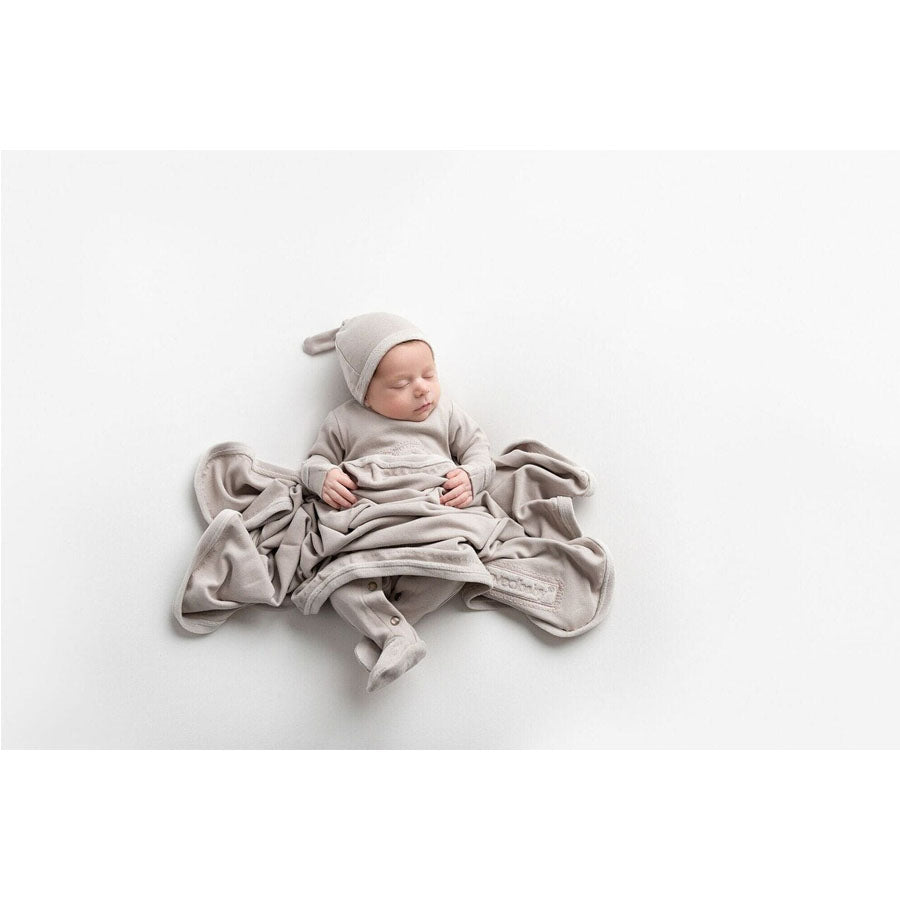 Organic Velveteen Blanket In Light Gray-SWADDLES & BLANKETS-L'ovedbaby-Joannas Cuties