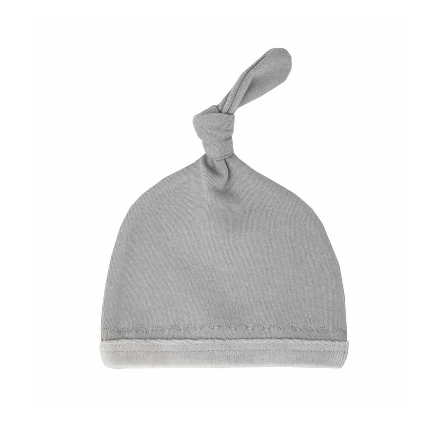 Organic Velveteen Top-Knot Hat In Light Gray-HATS & SCARVES-L'ovedbaby-Joannas Cuties