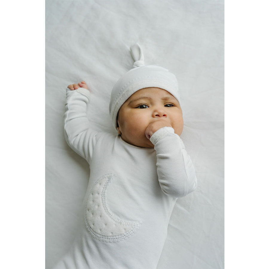 Organic Velveteen Top-Knot Hat In White-HATS & SCARVES-L'ovedbaby-Joannas Cuties