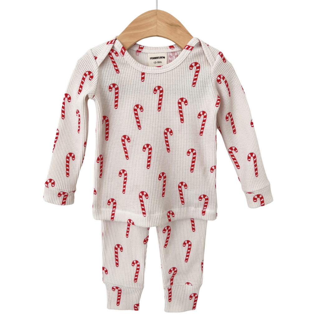 Organic Waffle 2-Piece Set - Candy Cane