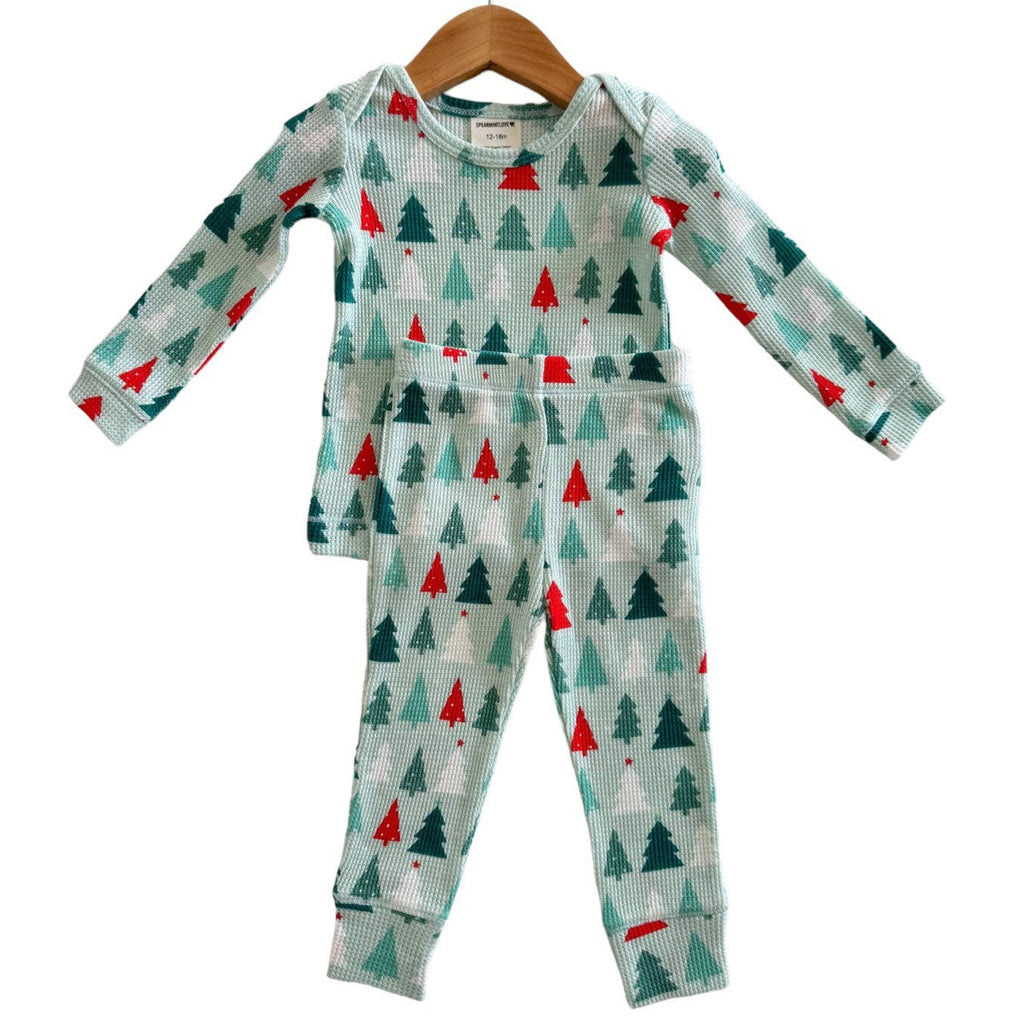 Organic Waffle 2-Piece Set, Festive Firs