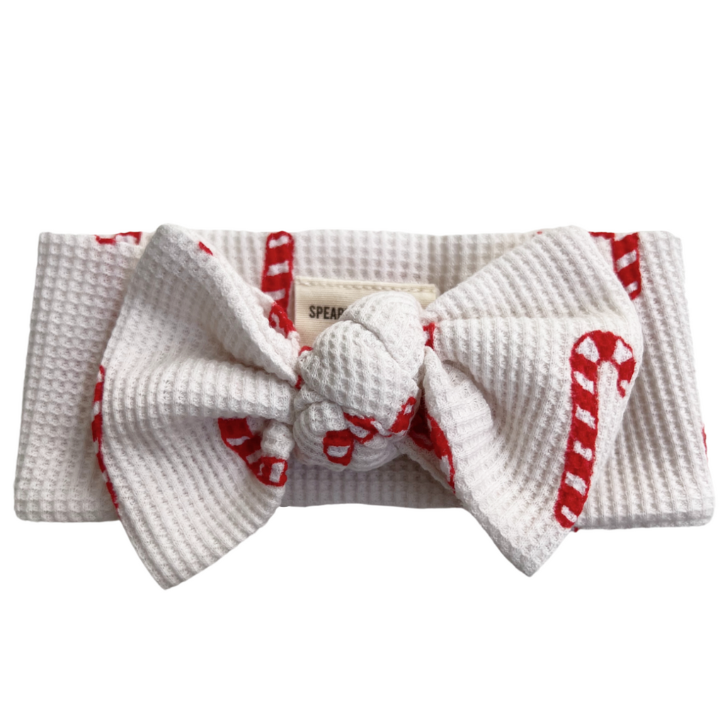 Organic Waffle Knot Bow - Candy Cane