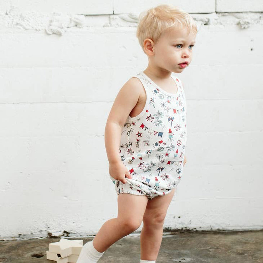 Party In The USA - Romper-OVERALLS & ROMPERS-Goumikids-Joannas Cuties