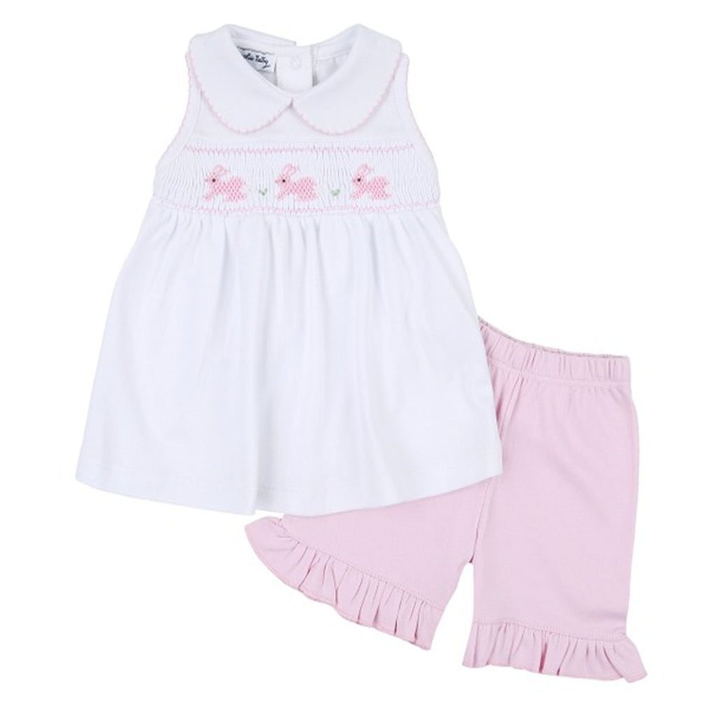 Pastel Bunny Pink Smocked Collared Sleeveless Short Set-OUTFITS-Magnolia Baby-Joannas Cuties