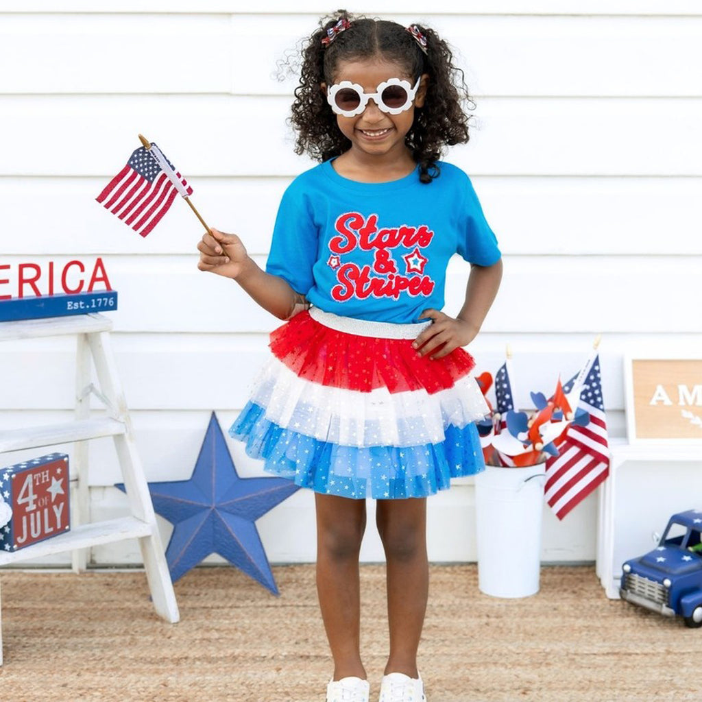 Stars and Stripes Patch Short Sleeve T-Shirt - Kids Tee