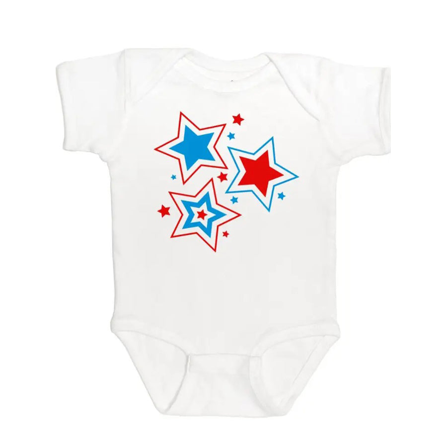 Patriotic Star Short Sleeve Bodysuit - 4th of July Baby-BODYSUITS-Sweet Wink-Joannas Cuties