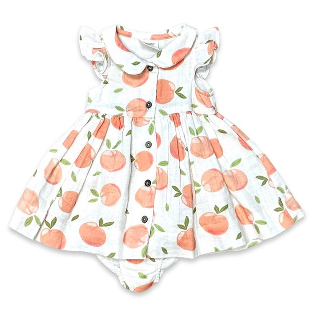Peaches Peter Pan Baby Dress+Bloomer Set