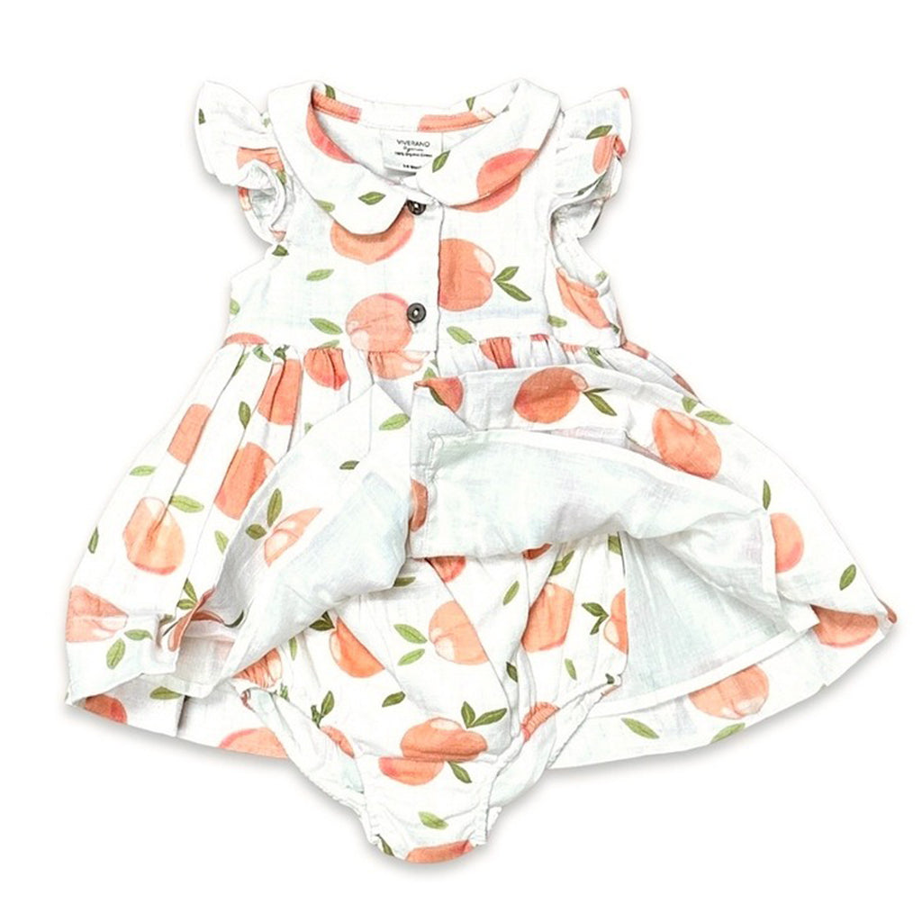 Peaches Peter Pan Baby Dress+Bloomer Set