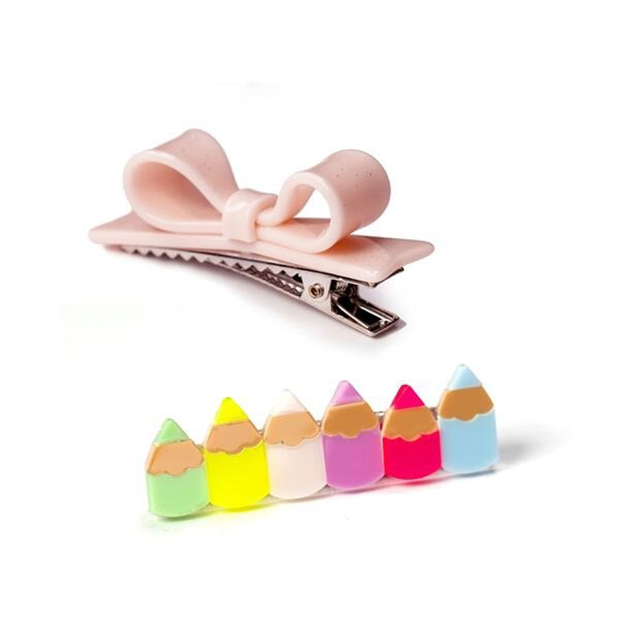 Pencils Neon Colors & Bowtie Alligator Clips-HAIR CLIPS-Lilies & Roses-Joannas Cuties