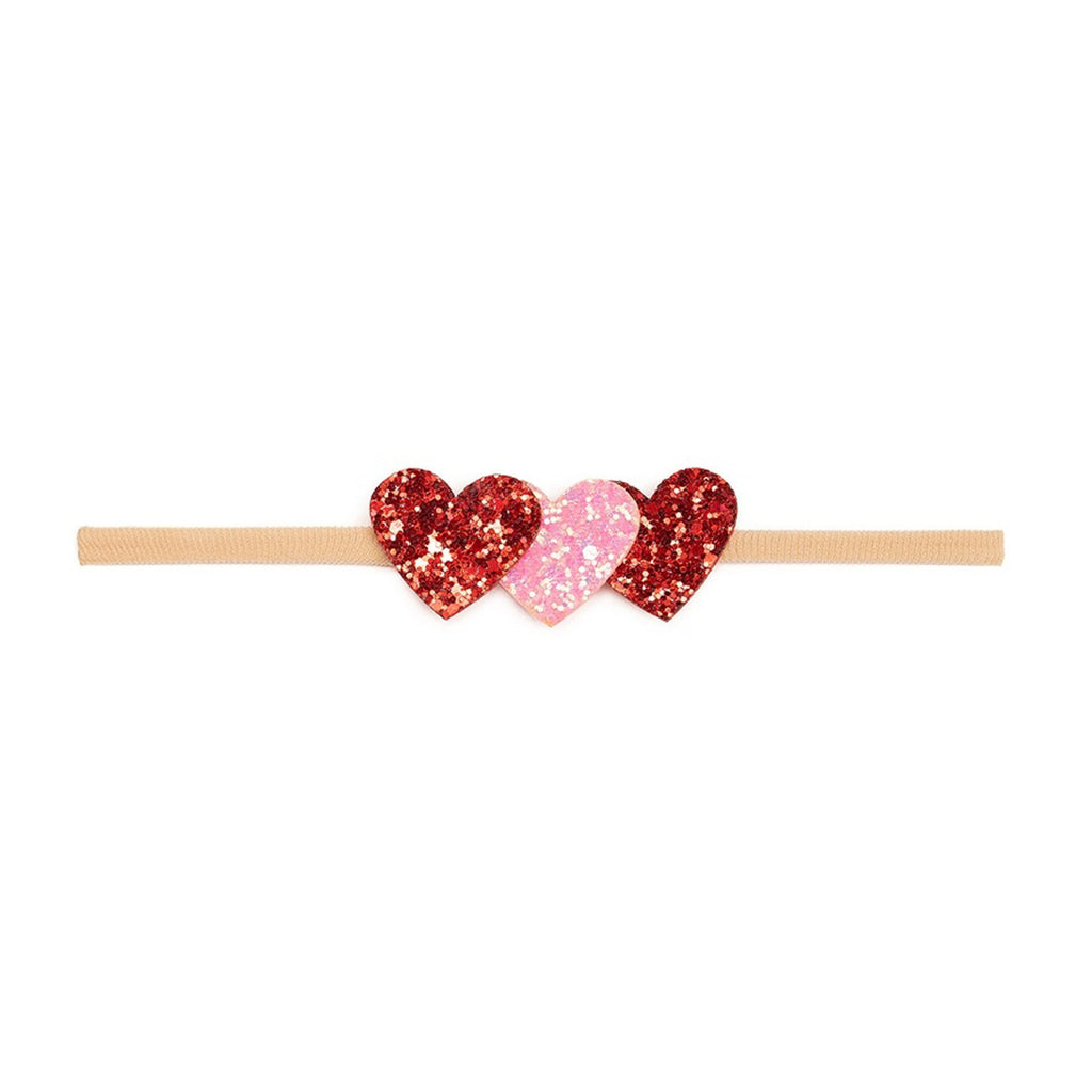 Pink and Red Glitter Hearts Valentine's Day Baby Headband