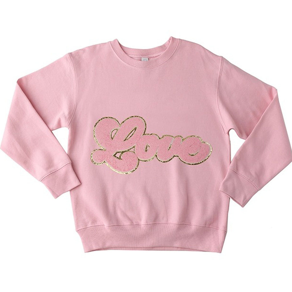 Pink Chenille Love Sweatshirt-SWEATSHIRTS & HOODIES-Sparkle Sisters by Couture Clips-Joannas Cuties
