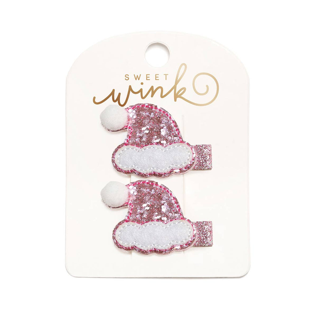 Pink Christmas Santa Hat Clip Set