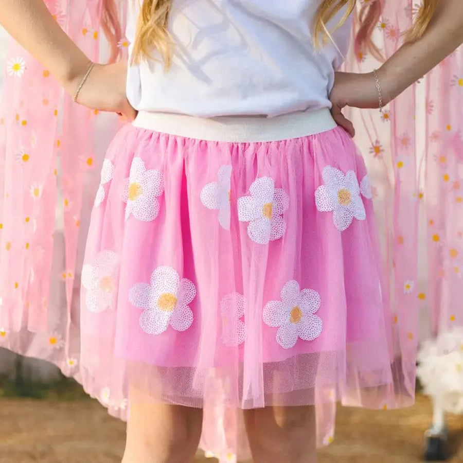 Pink Daisy Sequin Tutu - Dress Up Skirt - Kids Spring Tutu Pink Daisy Sequin Tutu - Dress Up Skirt - Kids Spring Tutu