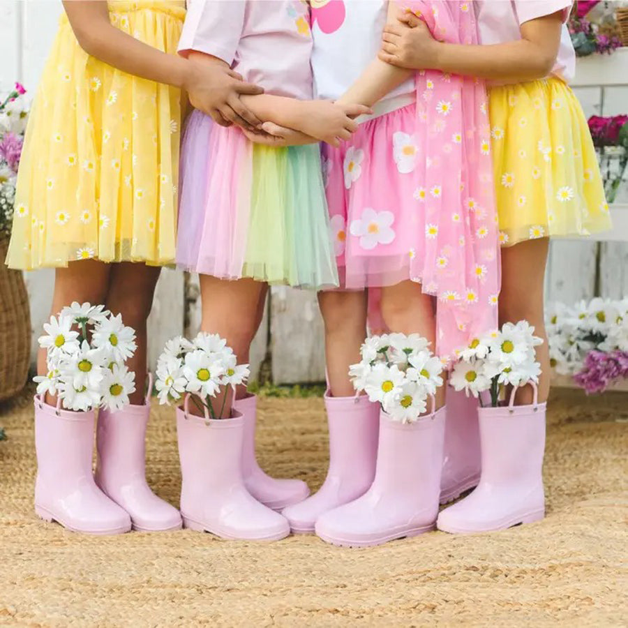 Pink Daisy Sequin Tutu - Dress Up Skirt - Kids Spring Tutu-DRESSES & SKIRTS-Sweet Wink-Joannas Cuties