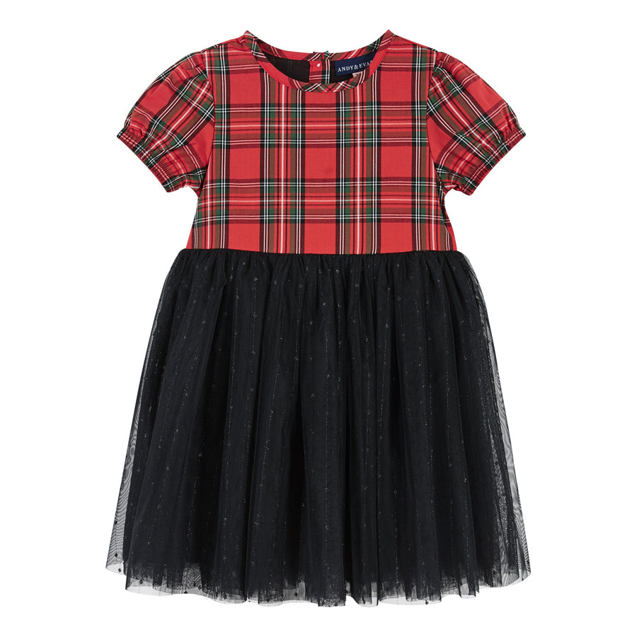 Plaid Tulle Dress - Red & Green-DRESSES & SKIRTS-Andy & Evan-Joannas Cuties
