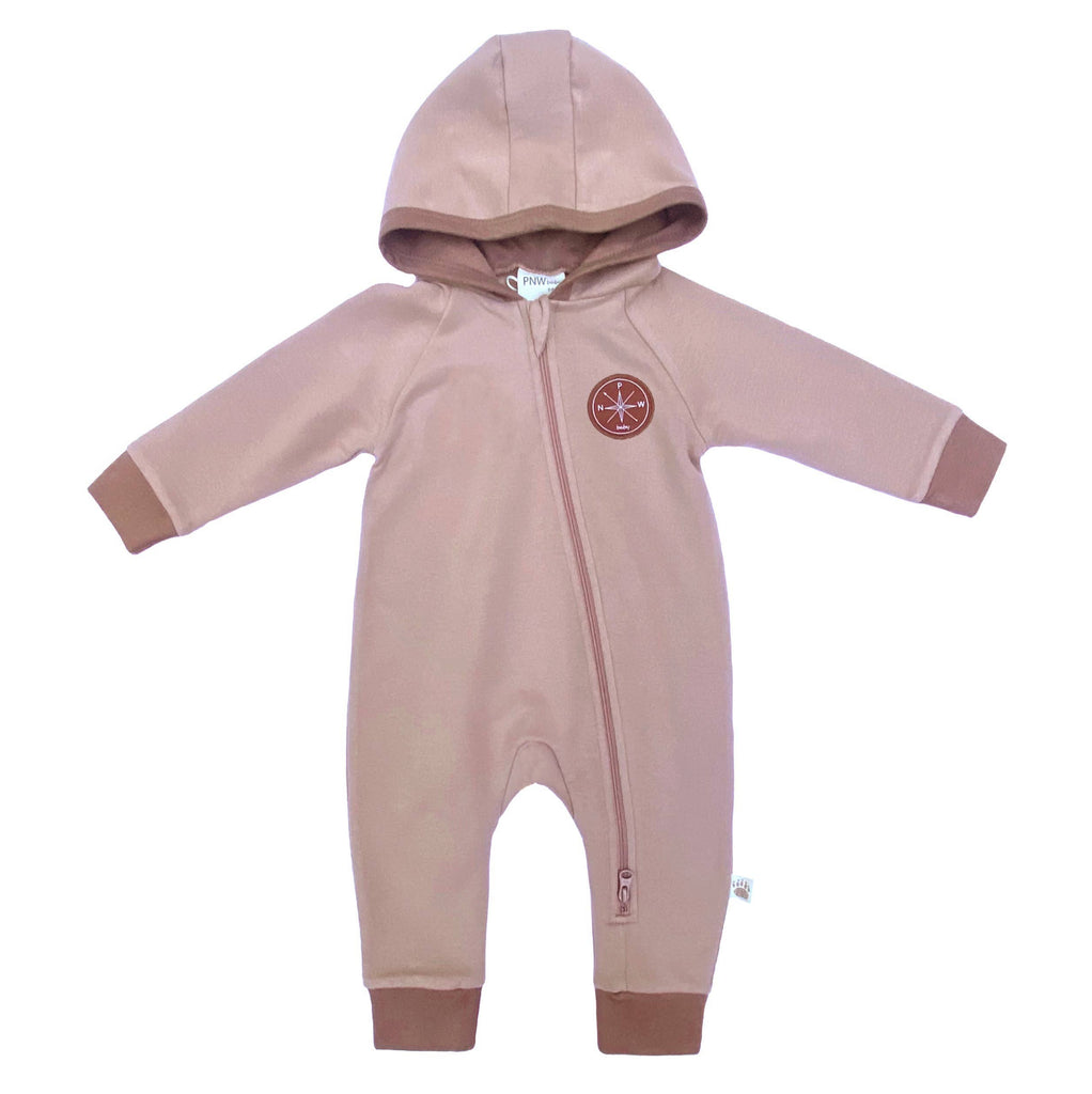 PNW Baby Hooded Romper - Rose