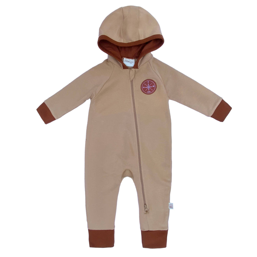 PNW Baby Hooded Romper - Rust