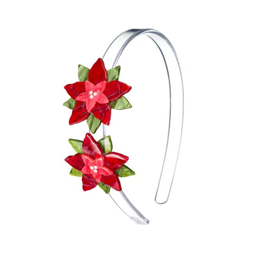 Poinsettia Double Red Pearlized Headband-HEADBANDS-Lilies & Roses-Joannas Cuties