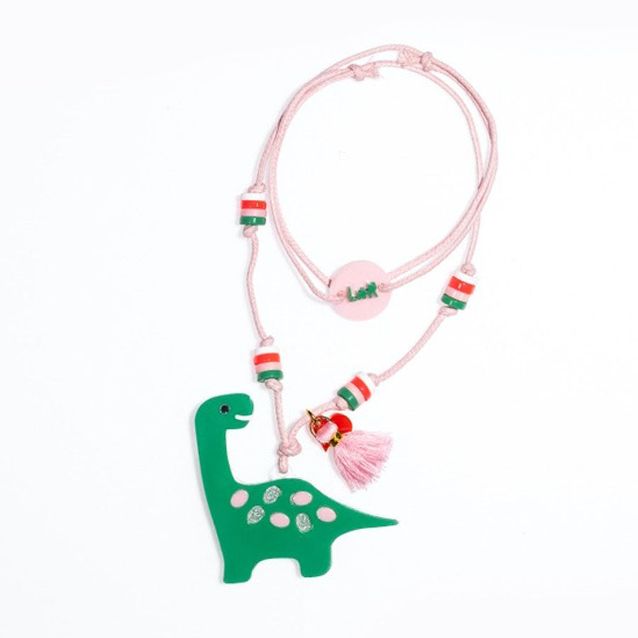 Preciousaurus Green/Pink Necklace-JEWELRY-Lilies & Roses-Joannas Cuties