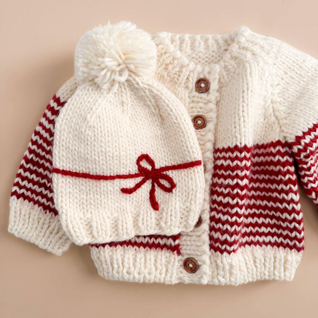 Present Hat Cream/Red - Kid Baby Holiday Christmas