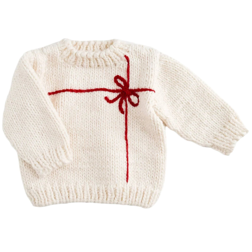 Present Sweater Cream/Red - Kid Baby Holiday Christmas