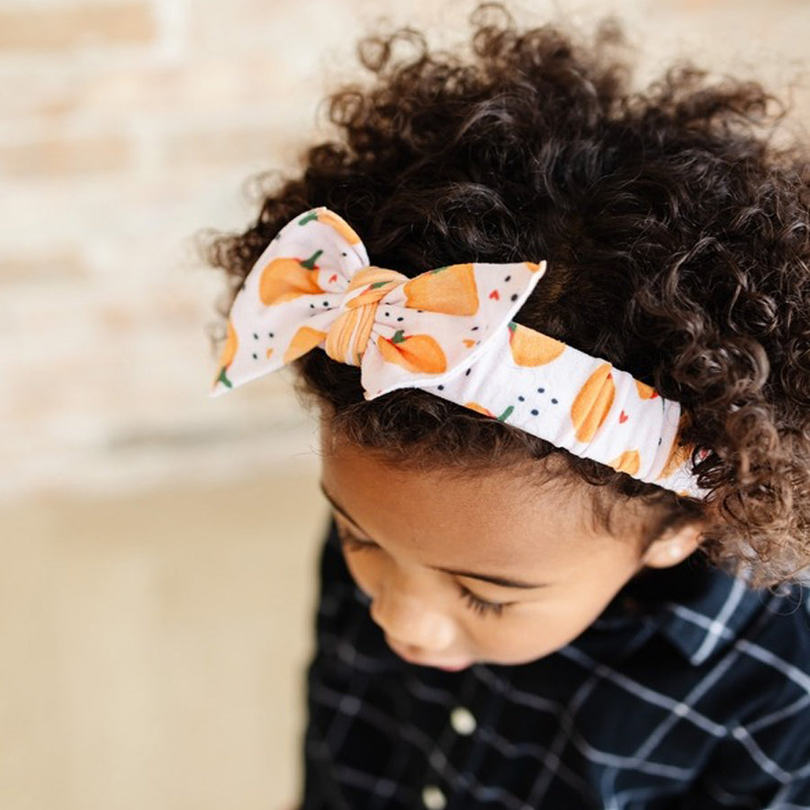 Printed Tied Hard Headband - Pumpkin-HEADBANDS-Baby Bling-Joannas Cuties