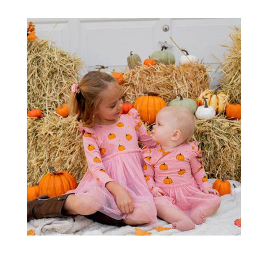 Pumpkin Blush Long Sleeve Tutu Bodysuit-BODYSUITS-Sweet Wink-Joannas Cuties