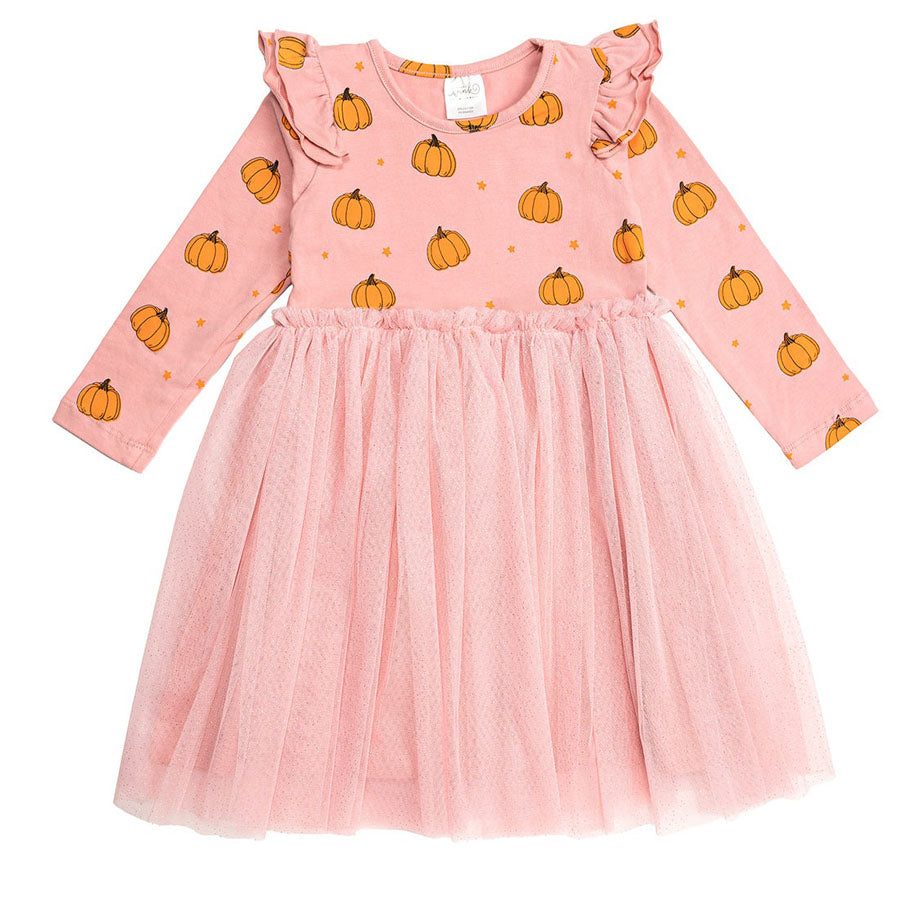 Pumpkin Blush Long Sleeve Tutu Dress-DRESSES & SKIRTS-Sweet Wink-Joannas Cuties