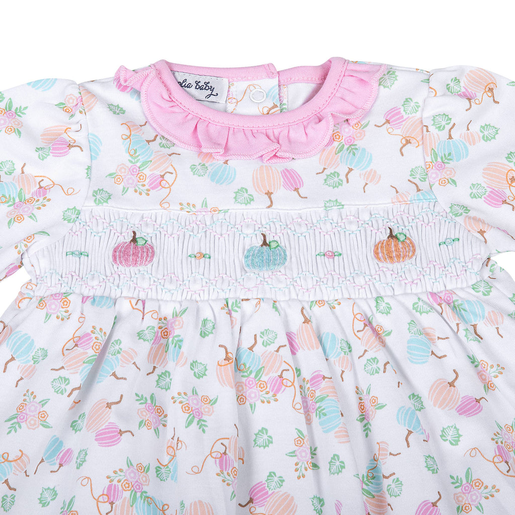 Pumpkin Blush Melon Smocked Printed L/S Dress Set