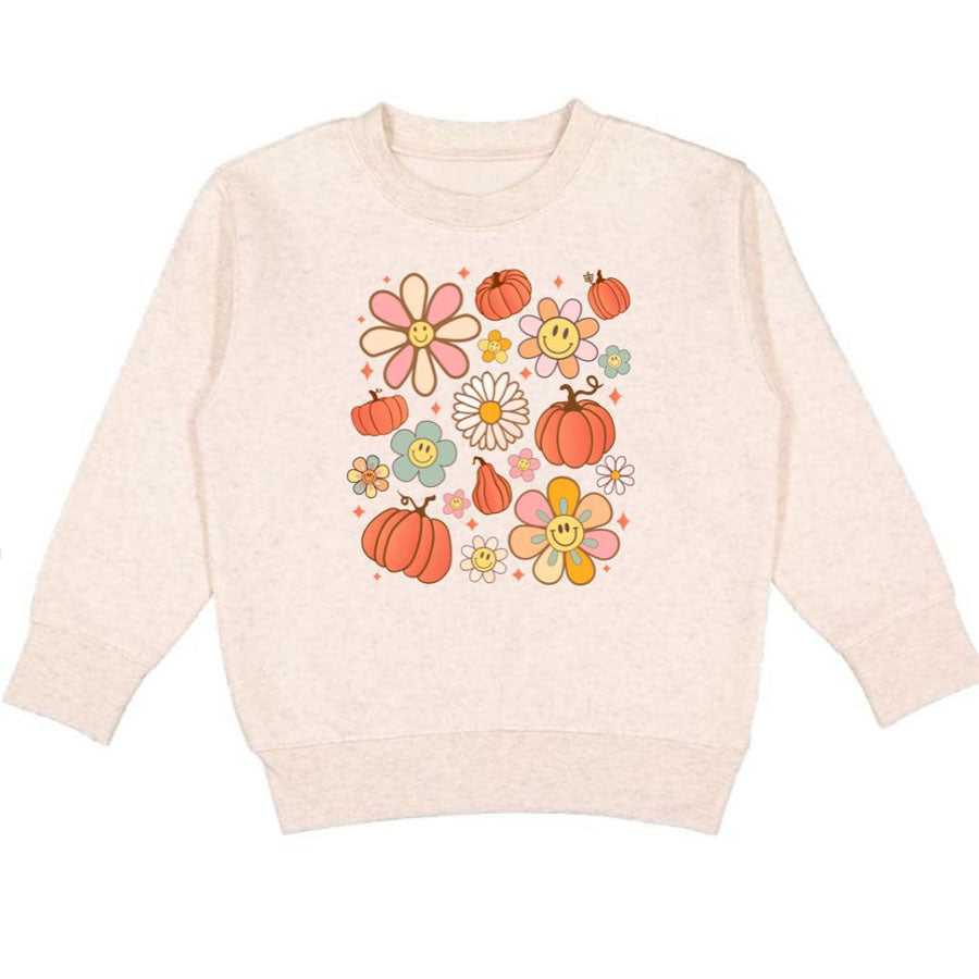 Pumpkin Daisy Doodle Sweatshirt - Natural-SWEATSHIRTS & HOODIES-Sweet Wink-Joannas Cuties