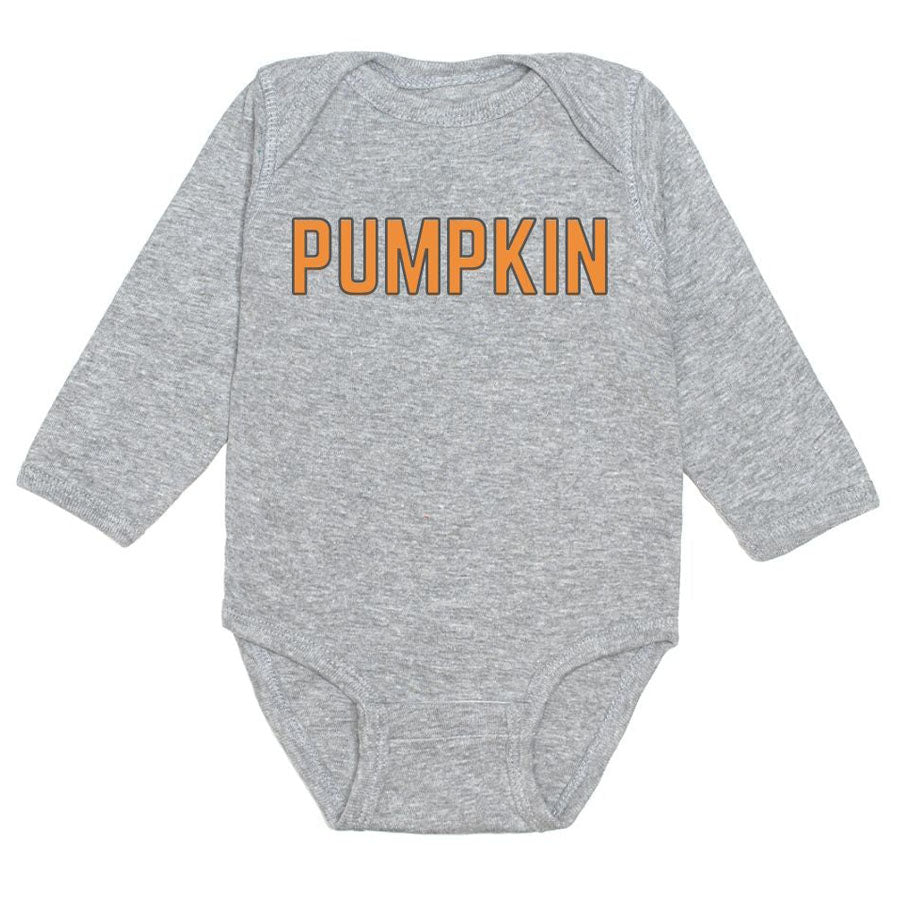 Pumpkin Long Sleeve Bodysuit - Gray-BODYSUITS-Sweet Wink-Joannas Cuties