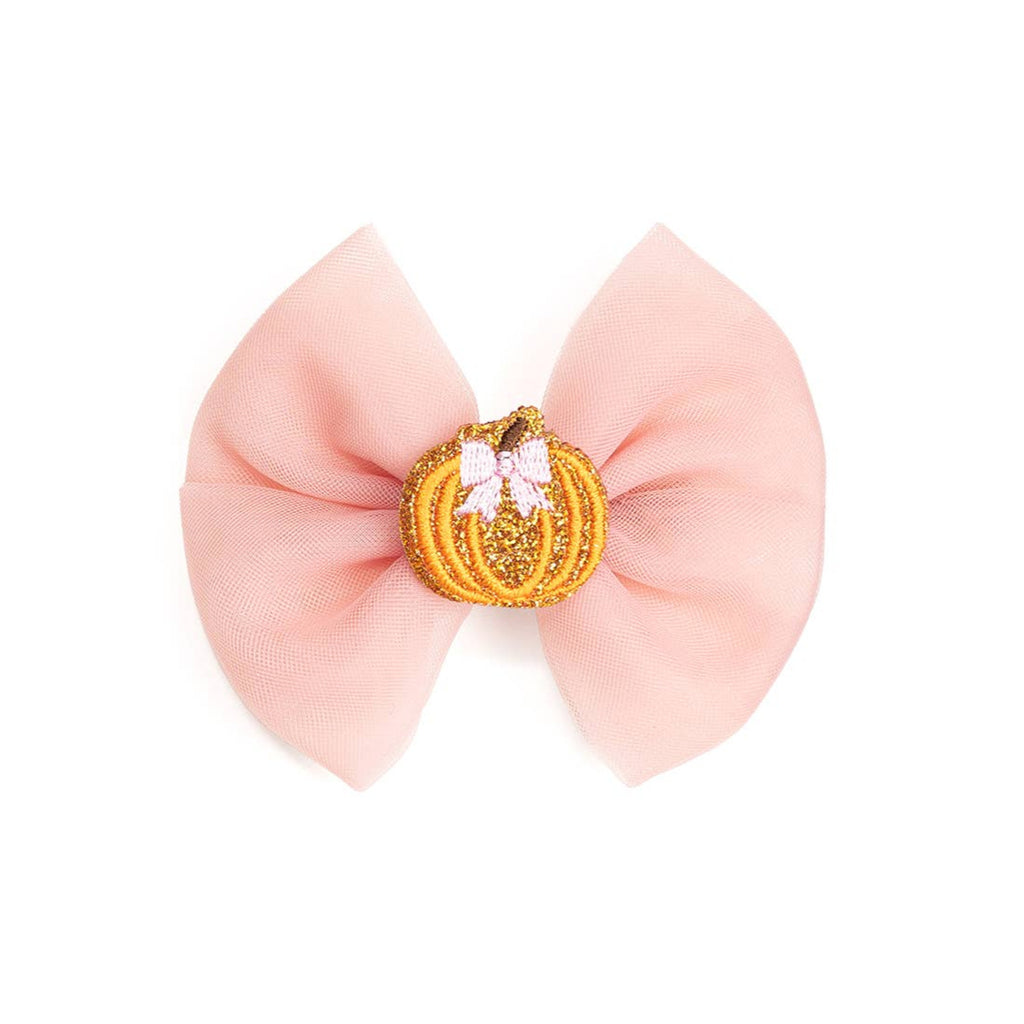 Pumpkin Tulle Bow Clip