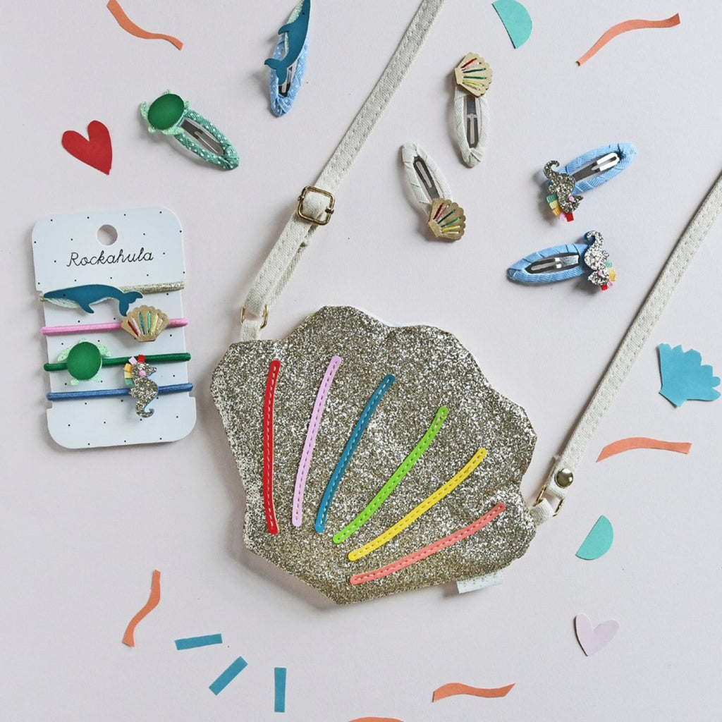 Rainbow Shell Glitter Bag-BACKPACKS, PURSES & LUNCHBOXES-Rockahula Kids-Joannas Cuties
