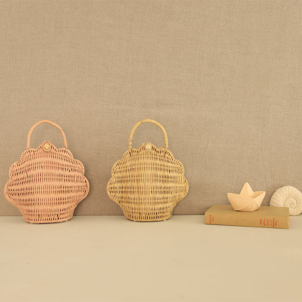 Rattan Shell Bag - Rose