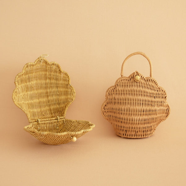 Rattan Shell Bag - Rose