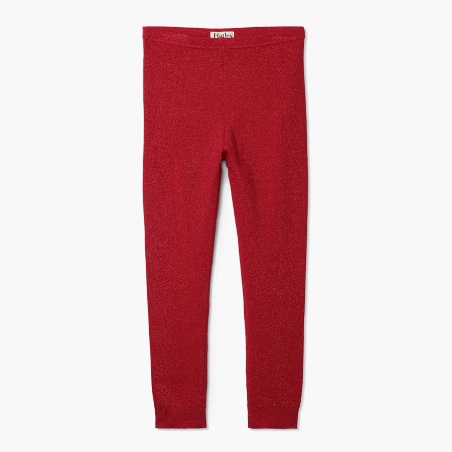 Red Shimmer Cable Knit Leggings-BOTTOMS-Hatley-Joannas Cuties