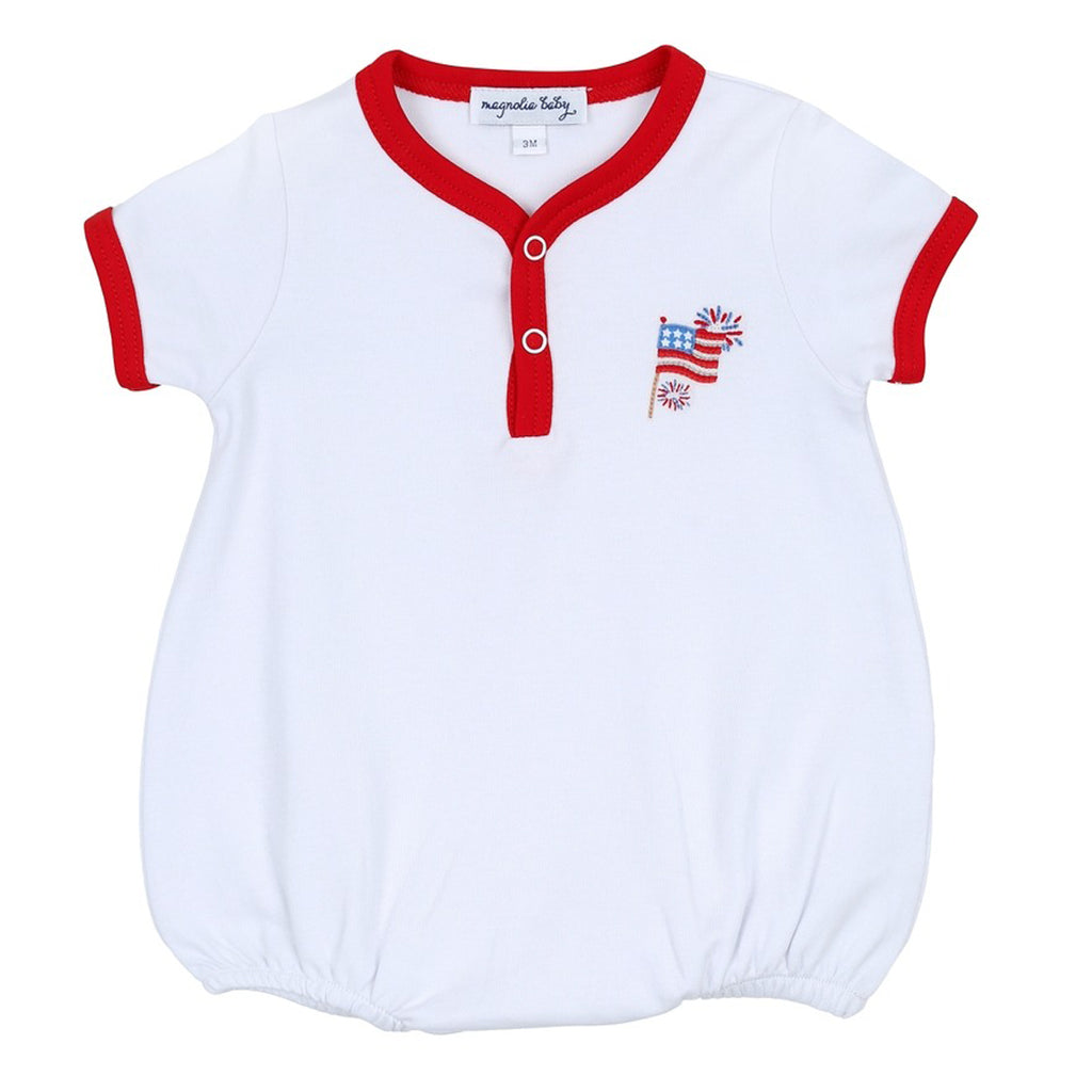 Red, White Blue! Red Emb Front Snap S/S Bubble
