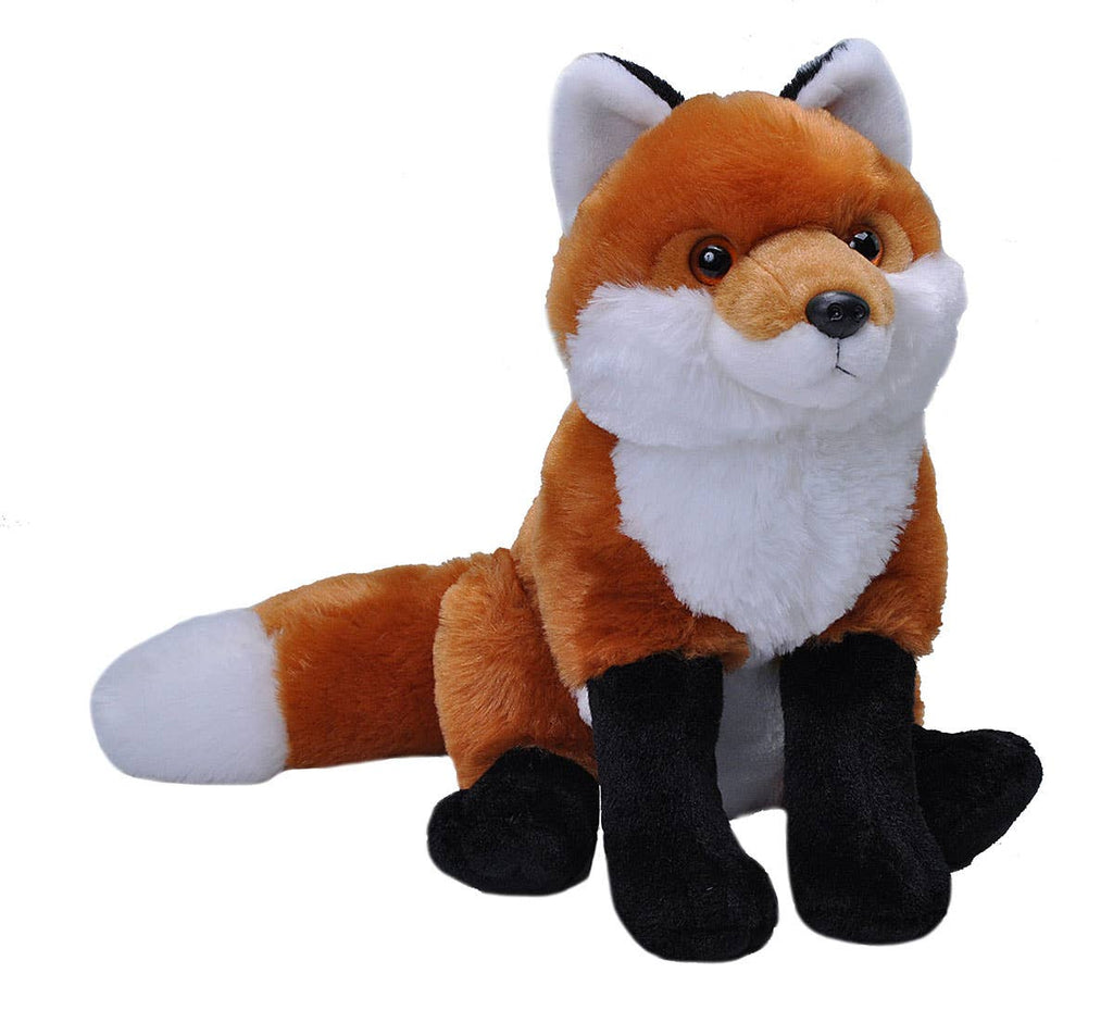 Plush toy fox on a white background