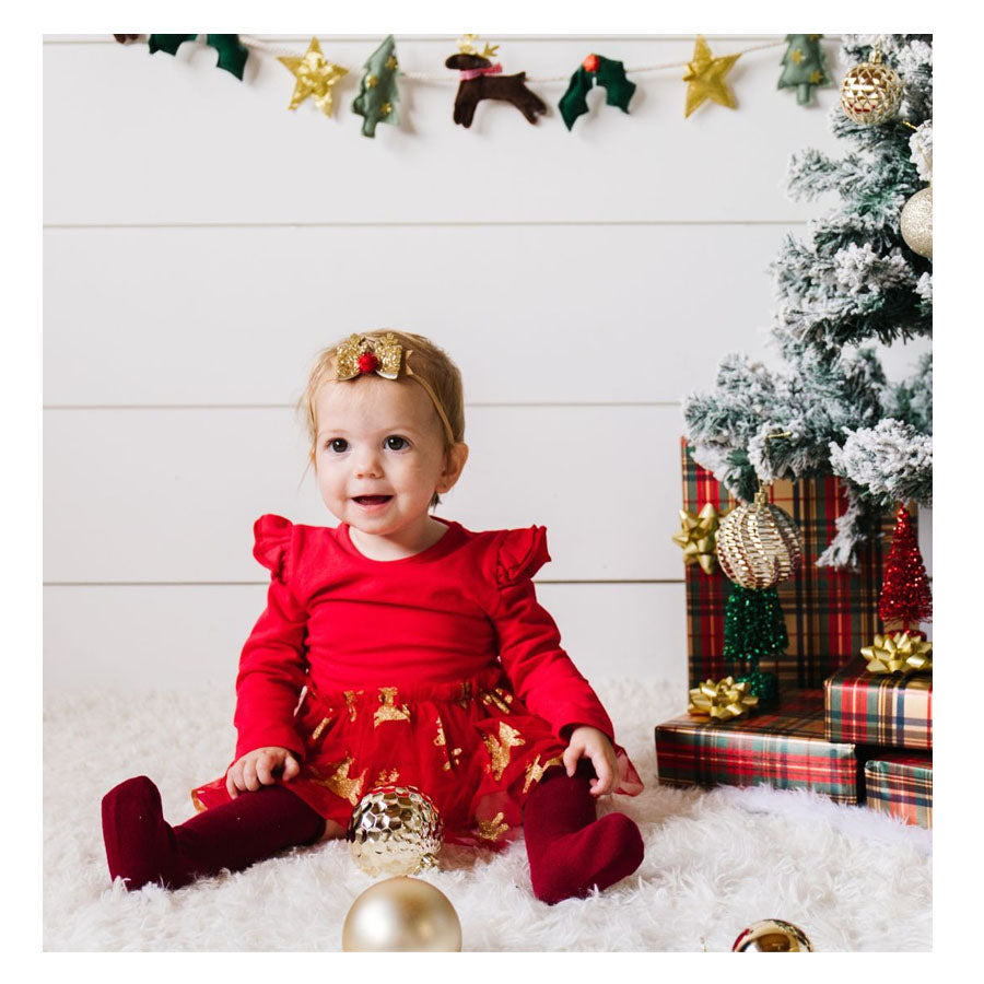 Reindeer Christmas Long Sleeve Tutu Bodysuit-BODYSUITS-Sweet Wink-Joannas Cuties