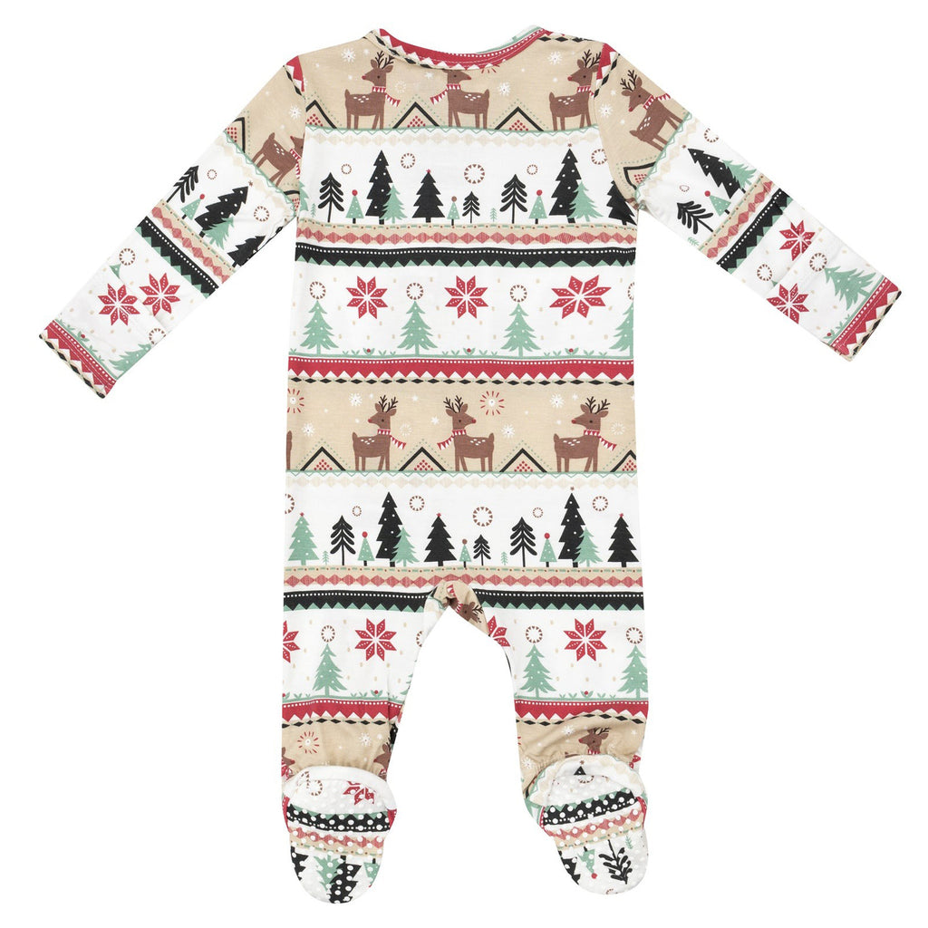 Reindeer Fair Isle - 2 Way Zipper Footie