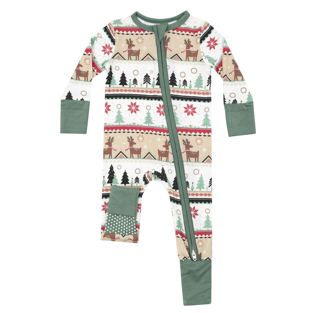 Reindeer Fair Isle - 2 Way Zipper  Romper