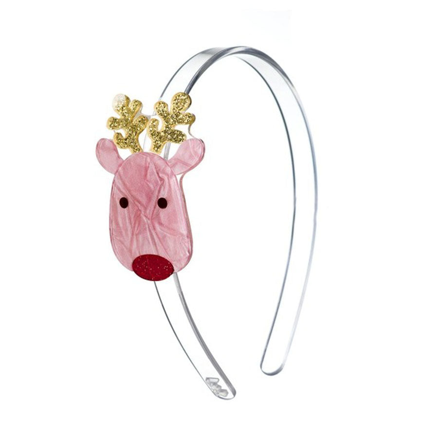 Reindeer Pearlized Pink Headband-HEADBANDS-Lilies & Roses-Joannas Cuties