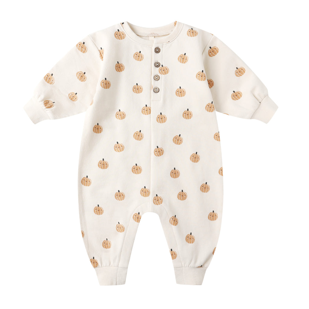 Relaxed Fleece Jumpsuit - Smiley Pumpkins