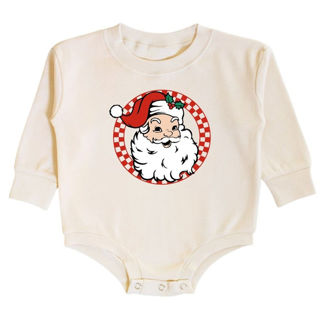 Retro Santa Christmas Long Sleeve Romper - Holiday Baby