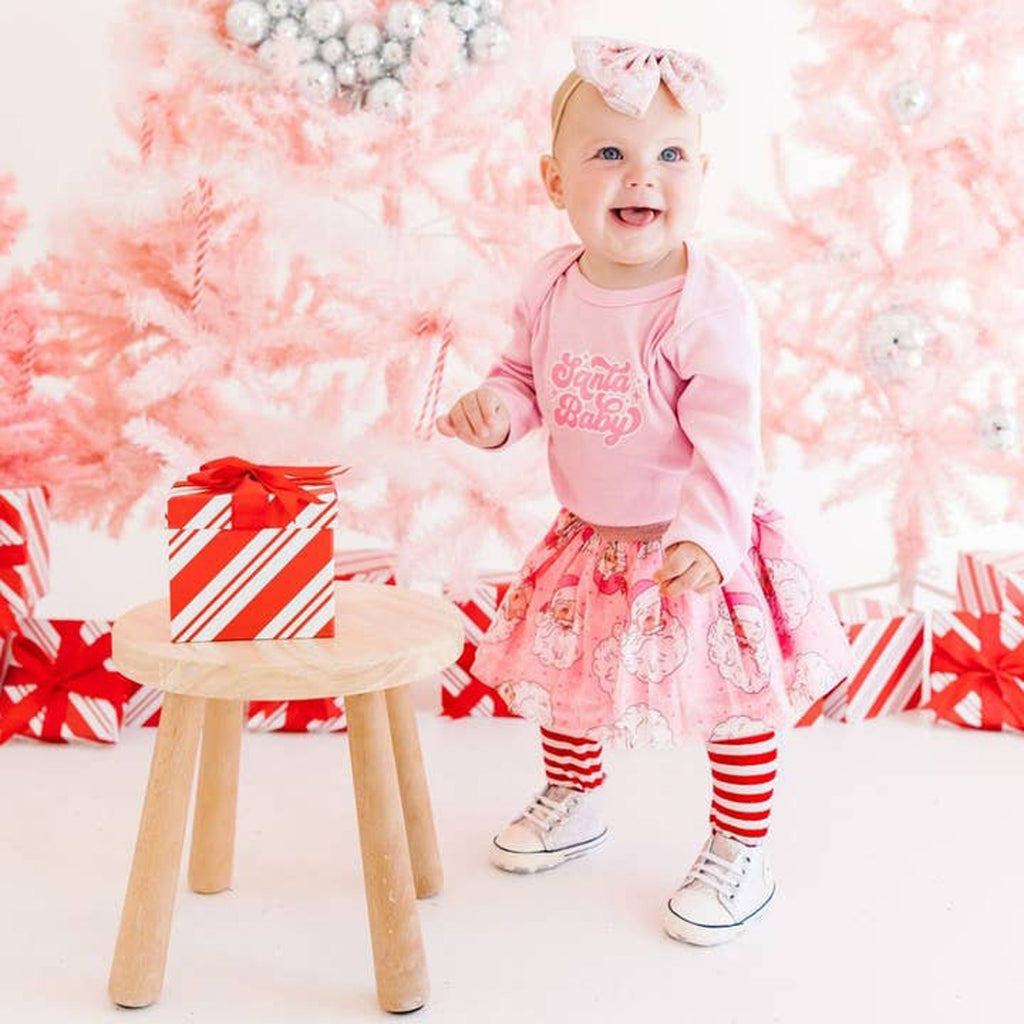 Retro Santa Christmas Tulle Bow Baby Headband