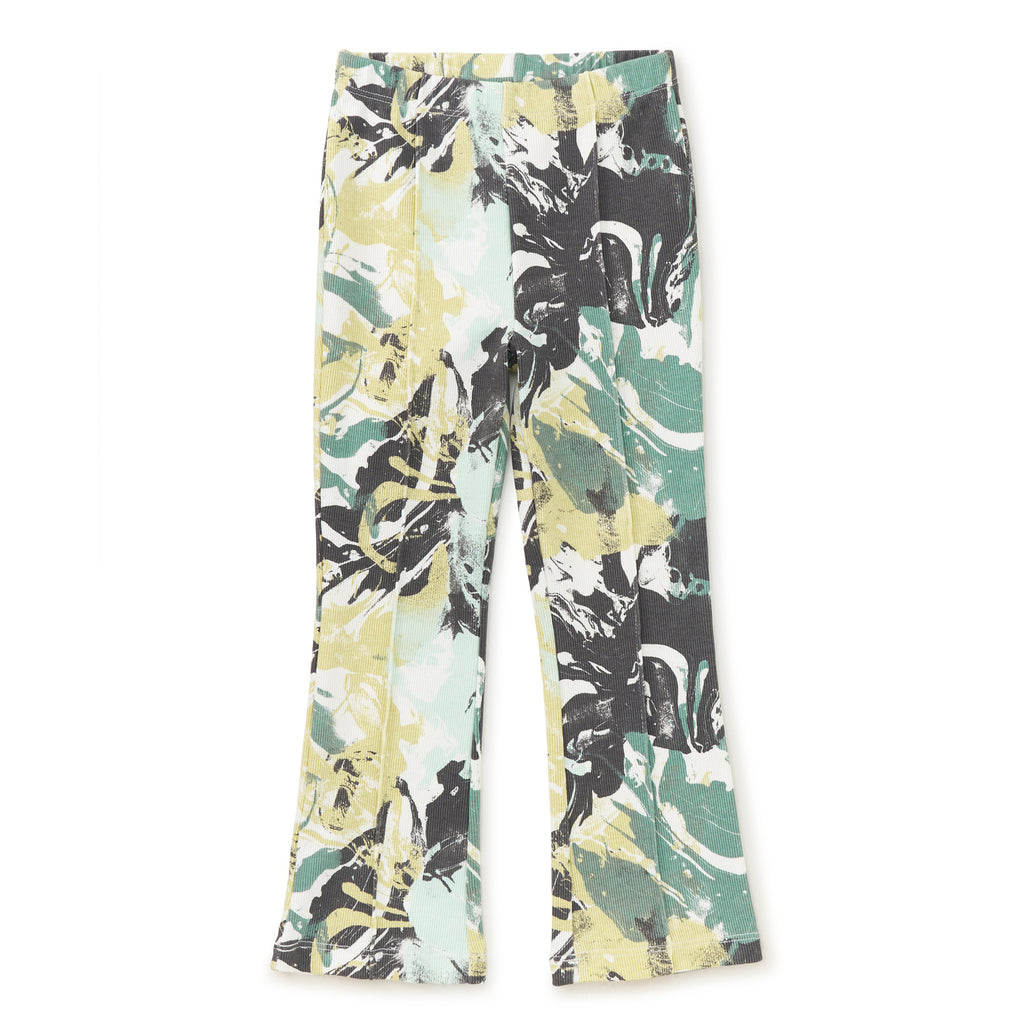 Ribbed Flare Pants - Green Marvelous Marble