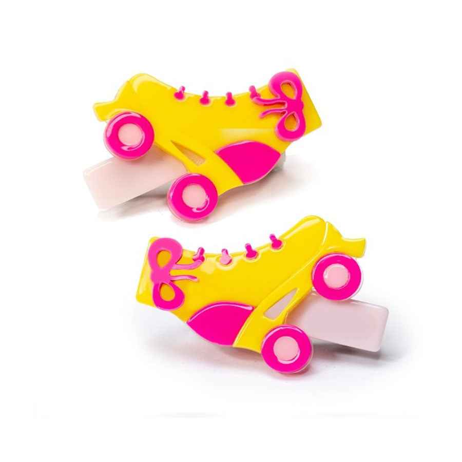 Roller Skates Pink Yellow Alligator Clips-HAIR CLIPS-Lilies & Roses-Joannas Cuties